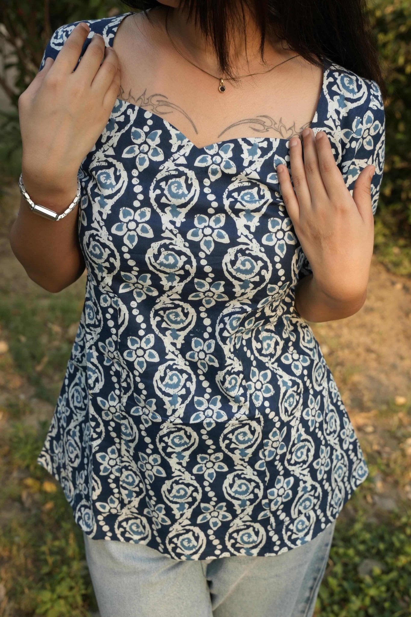 Sage Green Cotton Linen Fusion Kurti